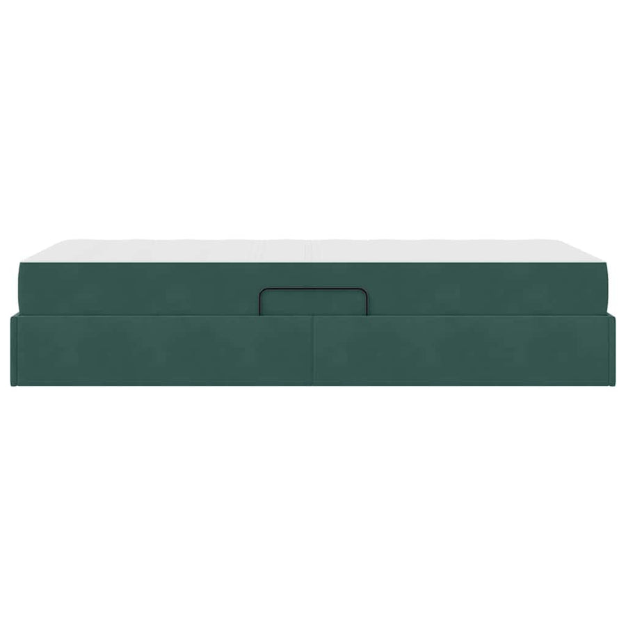 Opbergbed met matras met matras Donkergroen 90 x 190 cm Fluweel