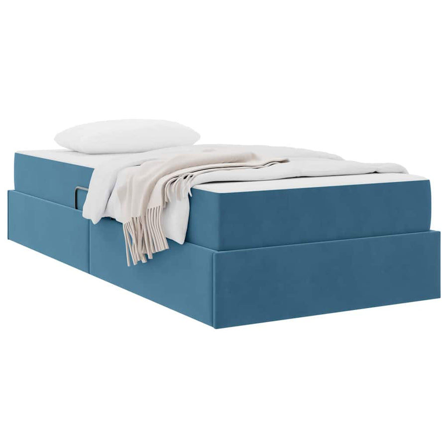 Opbergbed met matras met matras Donkerblauw 90 x 190 cm Fluweel