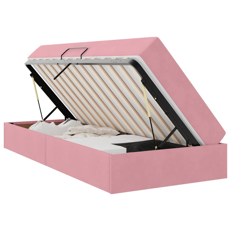 Opbergbed met matras met matras Roze 90 x 190 cm Fluweel