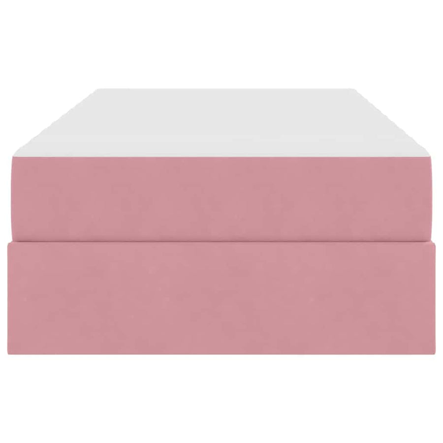 Opbergbed met matras met matras Roze 90 x 190 cm Fluweel