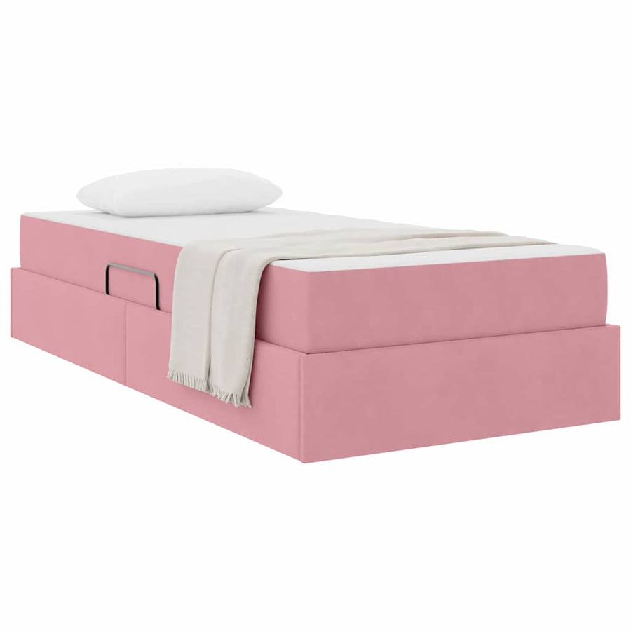 Opbergbed met matras met matras Roze 90 x 190 cm Fluweel
