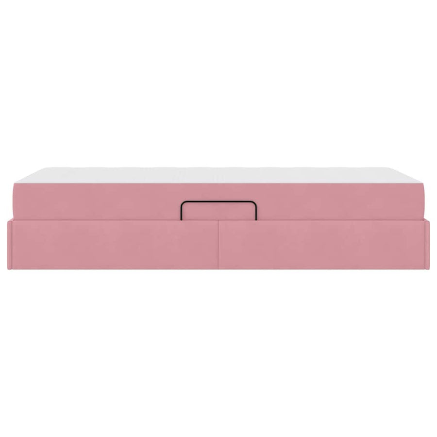 Opbergbed met matras met matras Roze 90 x 190 cm Fluweel