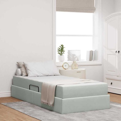 Opbergbed met matras met matras Lichtgrijs 90 x 200 cm Fluweel