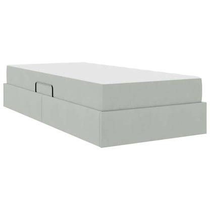 Opbergbed met matras met matras Lichtgrijs 90 x 200 cm Fluweel