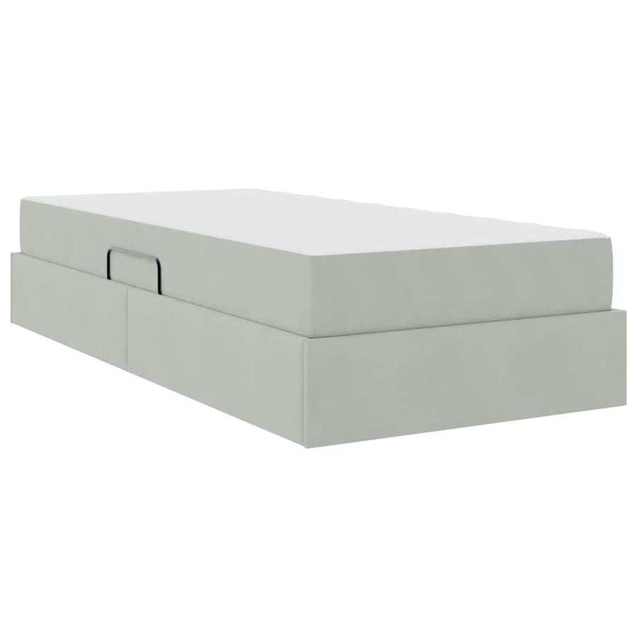 Opbergbed met matras met matras Lichtgrijs 90 x 200 cm Fluweel