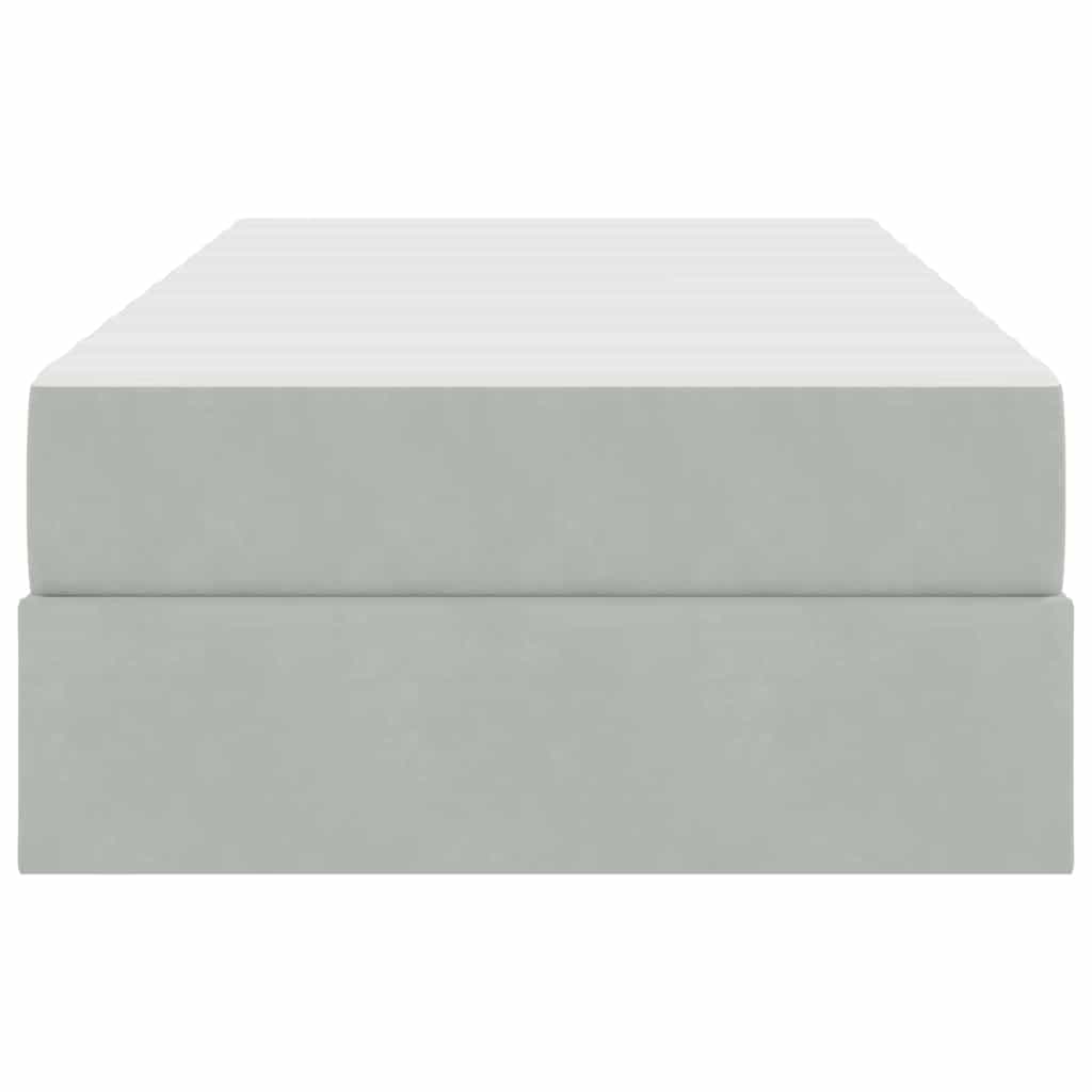 Opbergbed met matras met matras Lichtgrijs 90 x 200 cm Fluweel