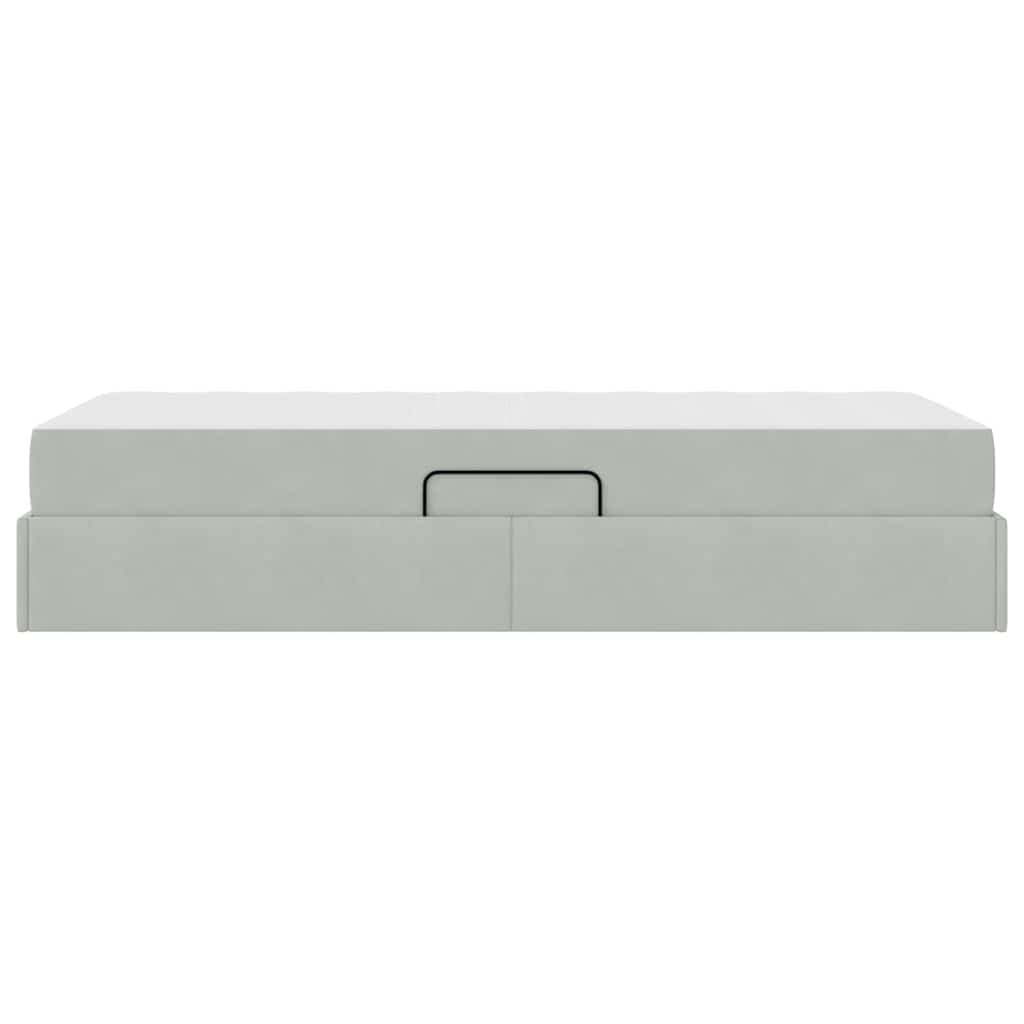 Opbergbed met matras met matras Lichtgrijs 90 x 200 cm Fluweel