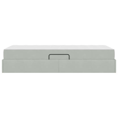 Opbergbed met matras met matras Lichtgrijs 90 x 200 cm Fluweel