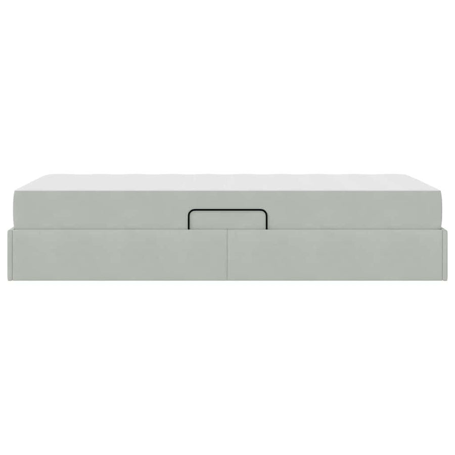 Opbergbed met matras met matras Lichtgrijs 90 x 200 cm Fluweel