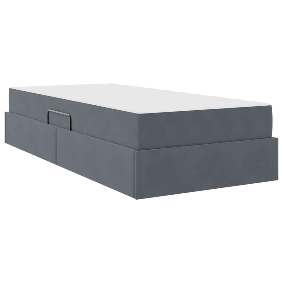 Opbergbed met matras met matras Donkergrijs 90 x 200 cm Fluweel