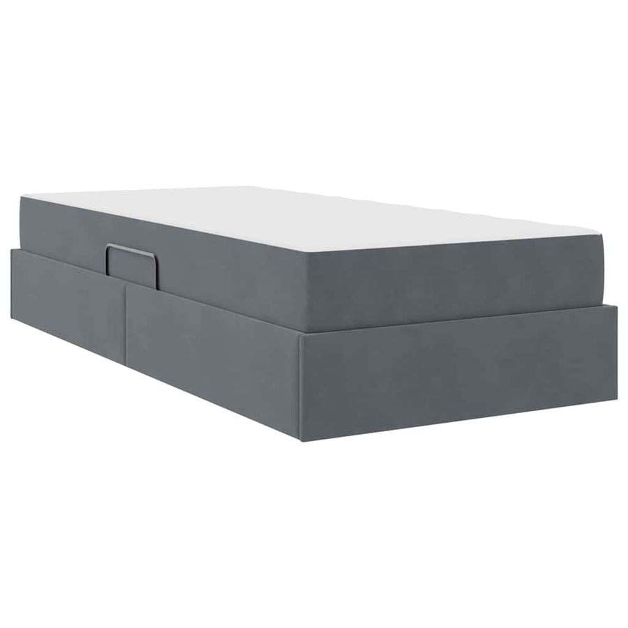 Opbergbed met matras met matras Donkergrijs 90 x 200 cm Fluweel