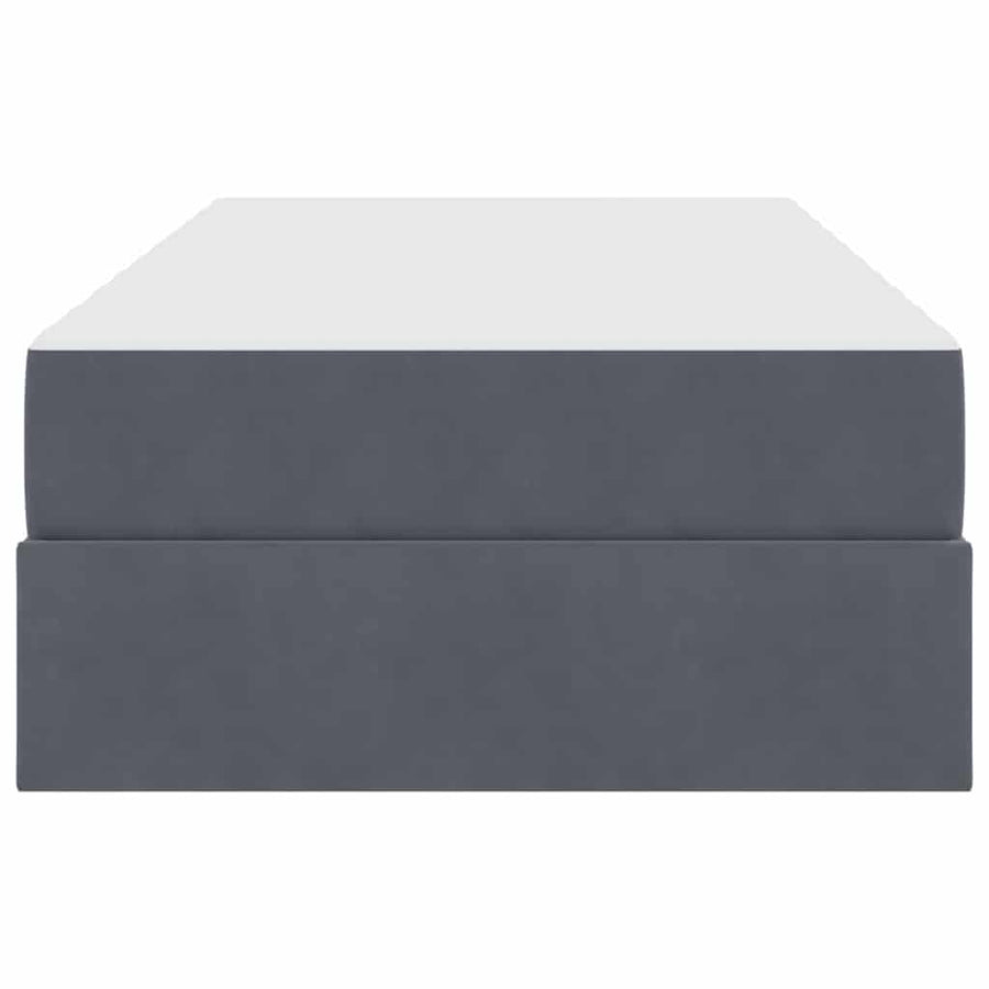 Opbergbed met matras met matras Donkergrijs 90 x 200 cm Fluweel