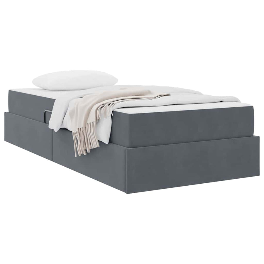 Opbergbed met matras met matras Donkergrijs 90 x 200 cm Fluweel