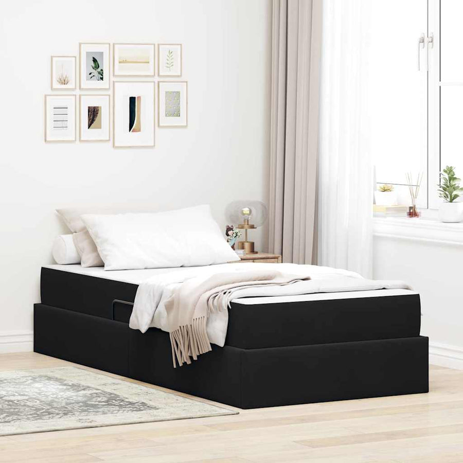 Opbergbed met matras met matras Zwart 90 x 200 cm Fluweel