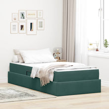 Opbergbed met matras met matras Donkergroen 90 x 200 cm Fluweel