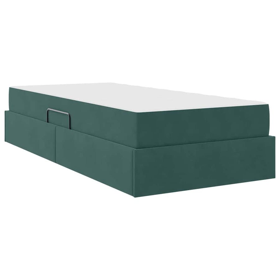 Opbergbed met matras met matras Donkergroen 90 x 200 cm Fluweel