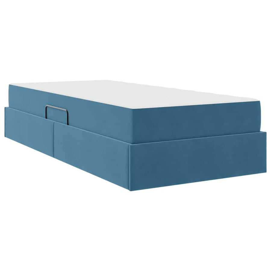 Opbergbed met matras met matras Donkerblauw 90 x 200 cm Fluweel