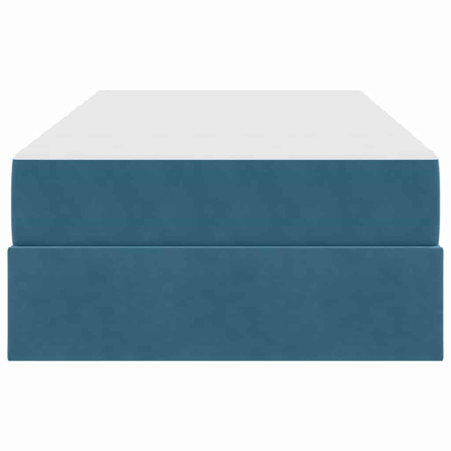 Opbergbed met matras met matras Donkerblauw 90 x 200 cm Fluweel
