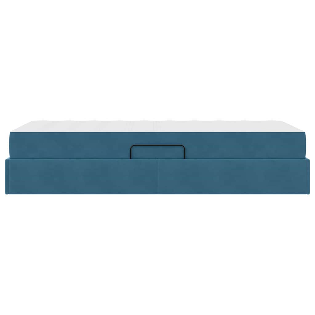Opbergbed met matras met matras Donkerblauw 90 x 200 cm Fluweel