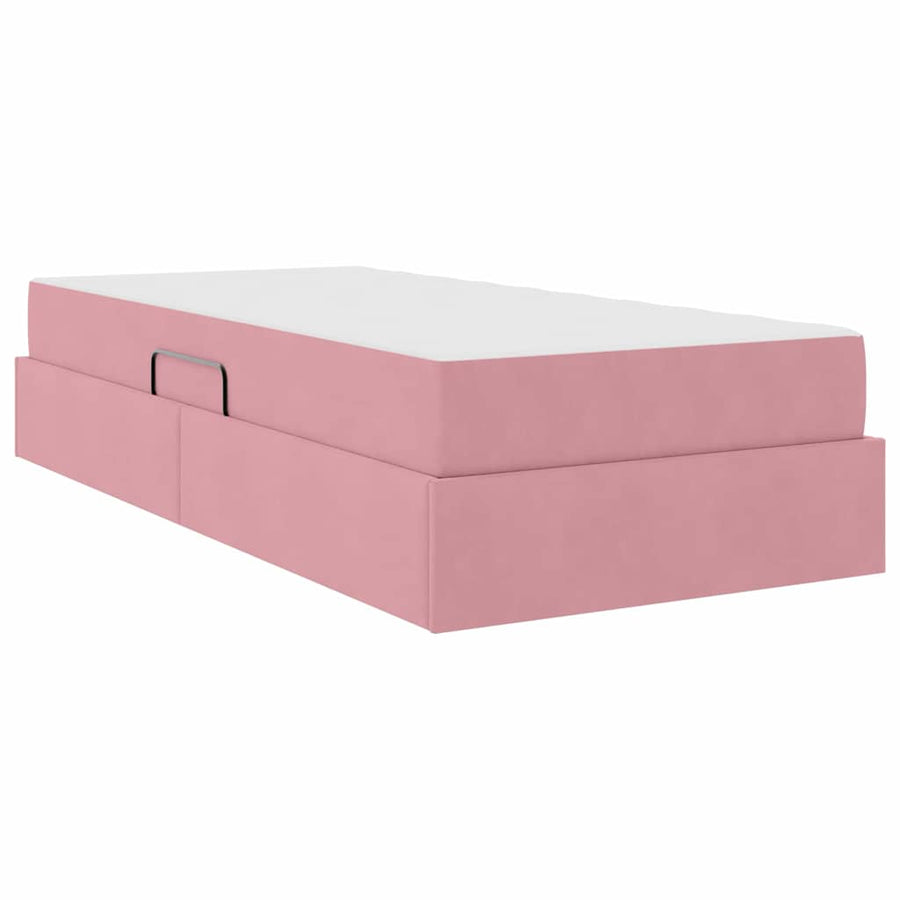 Opbergbed met matras met matras Roze 90 x 200 cm Fluweel
