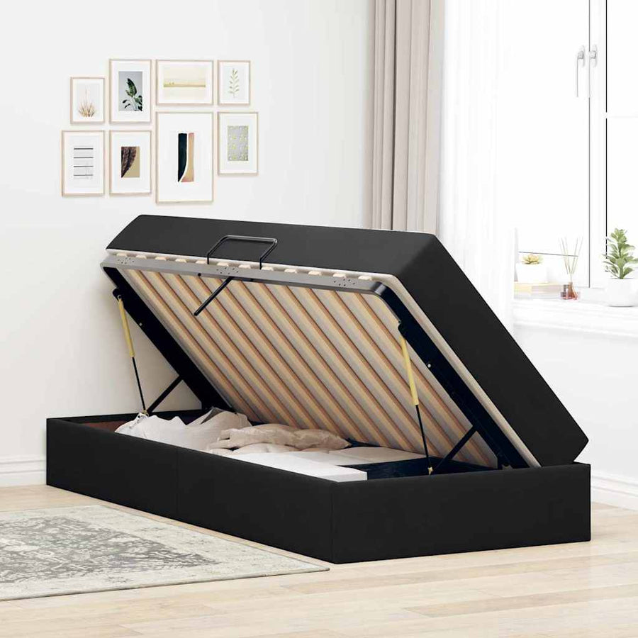 Opbergbed met matras met matras Zwart 100 x 200 cm Fluweel