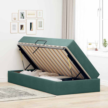 Opbergbed met matras Donkergroen 100 x 200 cm Fluweel
