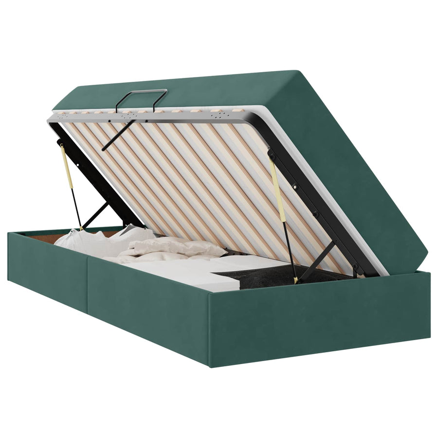 Opbergbed met matras Donkergroen 100 x 200 cm Fluweel