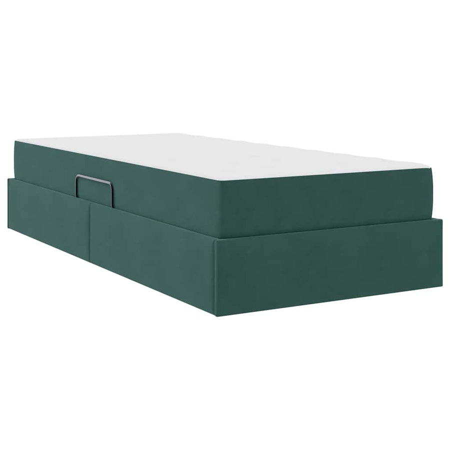 Opbergbed met matras Donkergroen 100 x 200 cm Fluweel