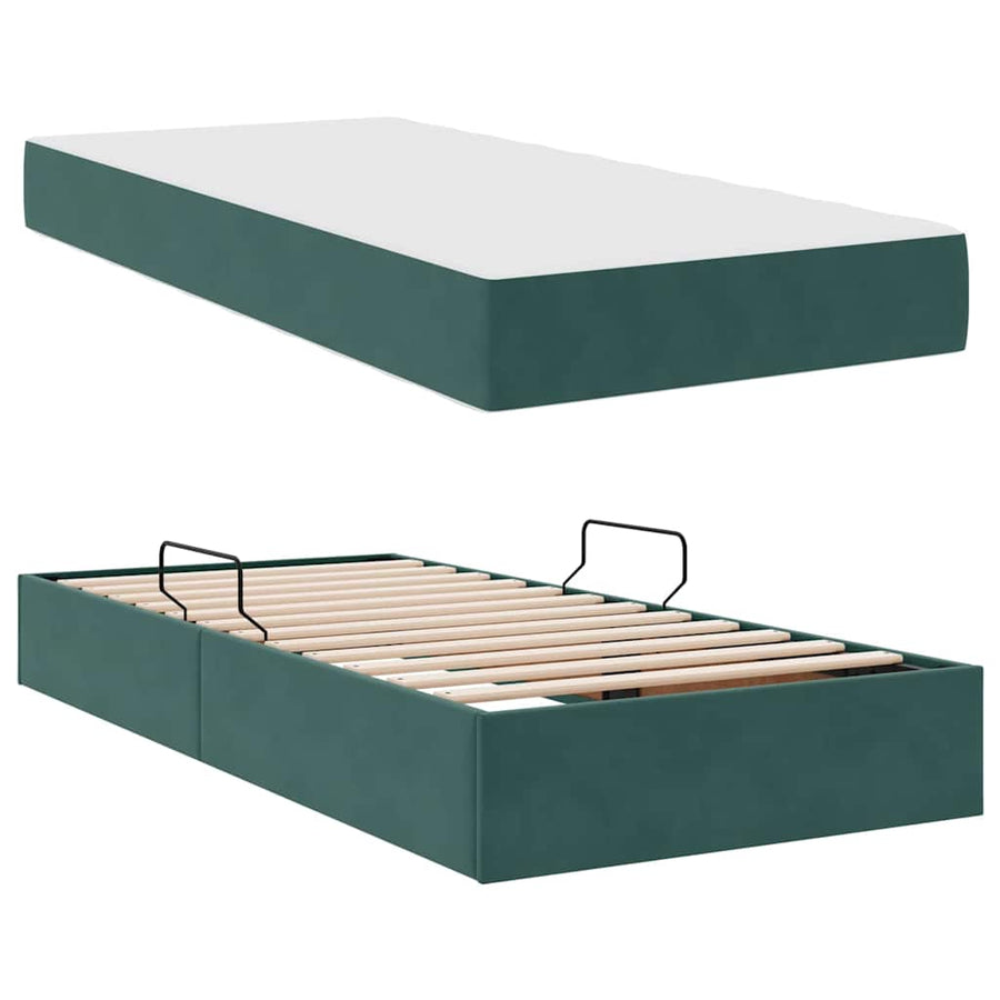 Opbergbed met matras Donkergroen 100 x 200 cm Fluweel