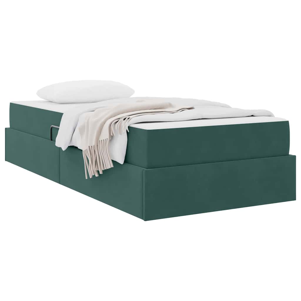 Opbergbed met matras Donkergroen 100 x 200 cm Fluweel