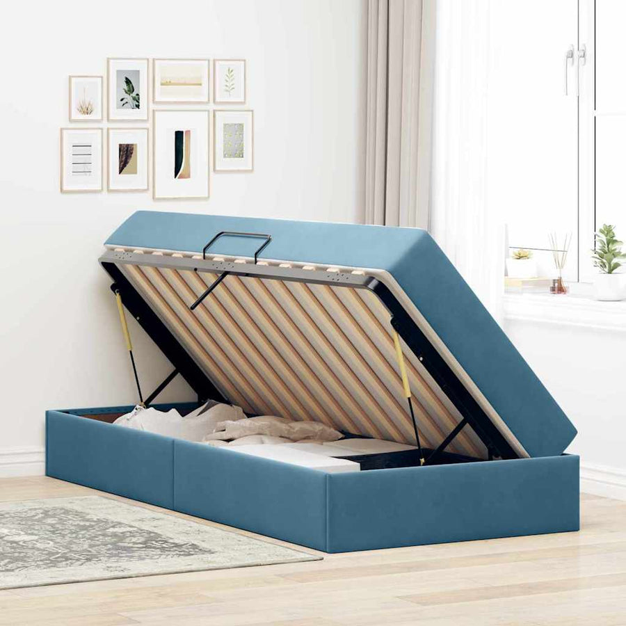 Opbergbed met matras Donkerblauw 100 x 200 cm Fluweel