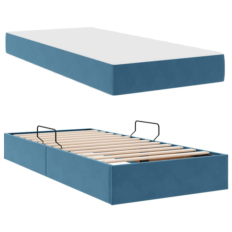 Opbergbed met matras Donkerblauw 100 x 200 cm Fluweel