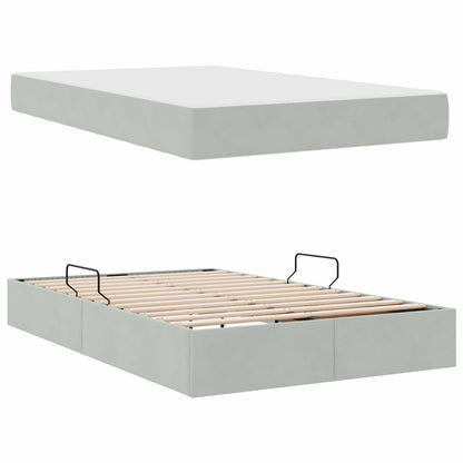 Opbergbed met matras met matras Lichtgrijs 120 x 190 cm Fluweel