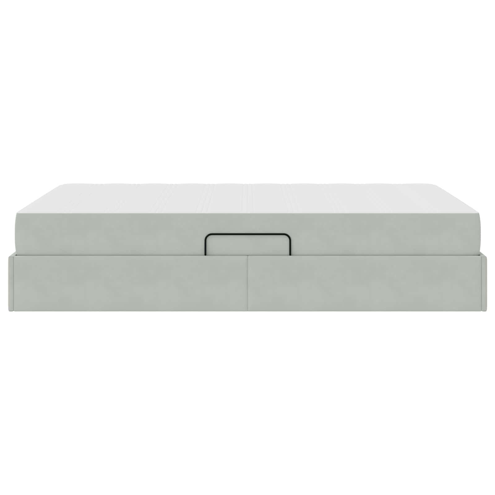 Opbergbed met matras met matras Lichtgrijs 120 x 190 cm Fluweel