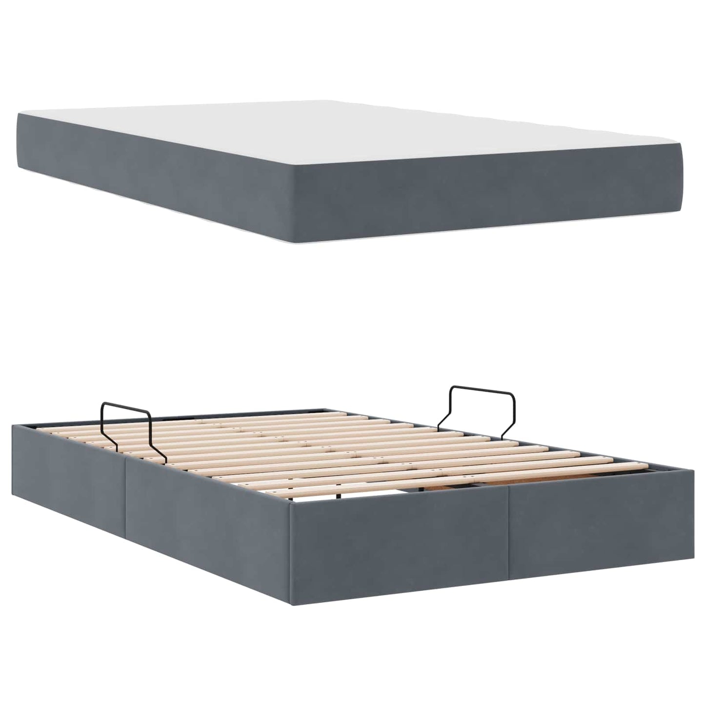 Opbergbed met matras Donkergrijs 120 x 190 cm Fluweel