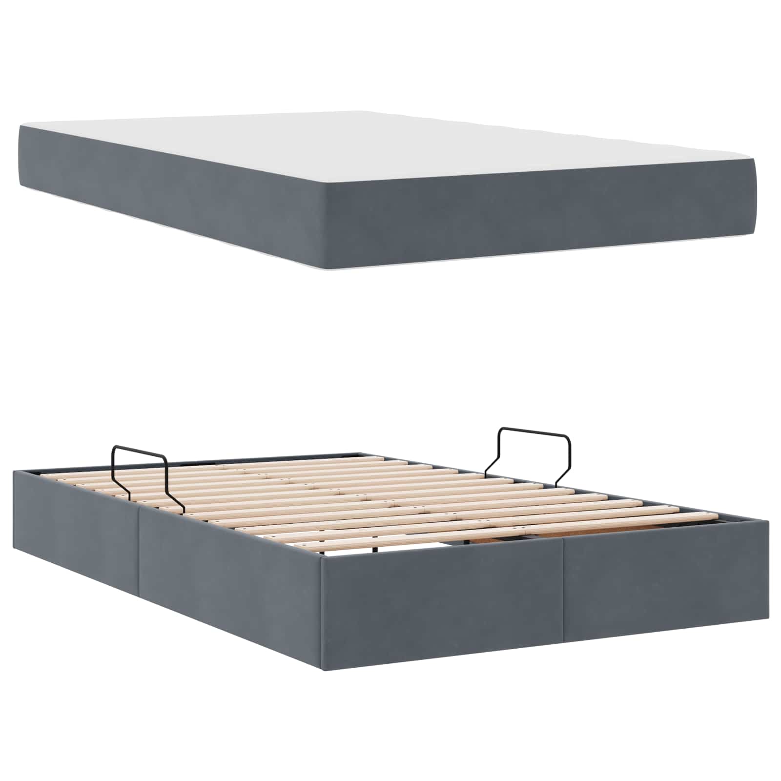 Opbergbed met matras Donkergrijs 120 x 190 cm Fluweel