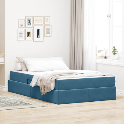 Opbergbed met matras met matras Blauw 120 x 190 cm Fluweel