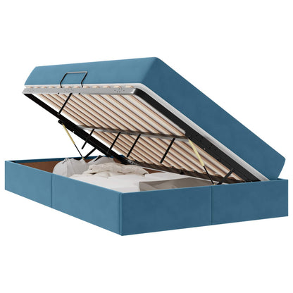 Opbergbed met matras met matras Blauw 120 x 190 cm Fluweel
