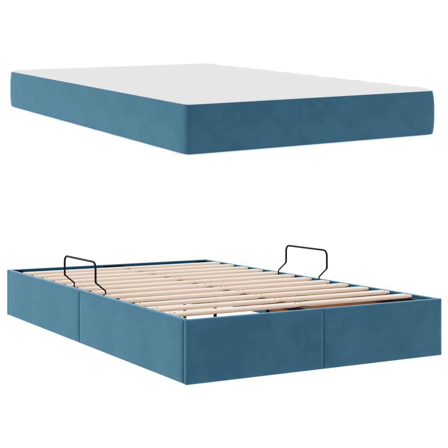 Opbergbed met matras met matras Blauw 120 x 190 cm Fluweel