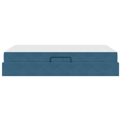 Opbergbed met matras met matras Blauw 120 x 190 cm Fluweel