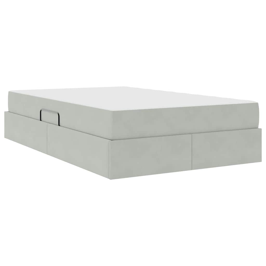 Opbergbed met matras met matras Lichtgrijs 120 x 200 cm Fluweel