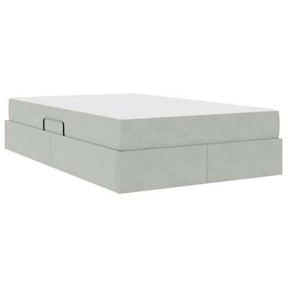 Opbergbed met matras met matras Lichtgrijs 120 x 200 cm Fluweel