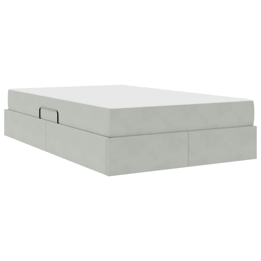 Opbergbed met matras met matras Lichtgrijs 120 x 200 cm Fluweel
