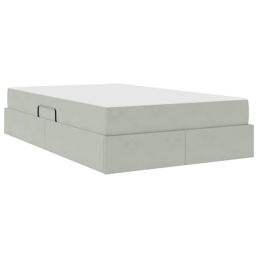 Opbergbed met matras met matras Lichtgrijs 120 x 200 cm Fluweel