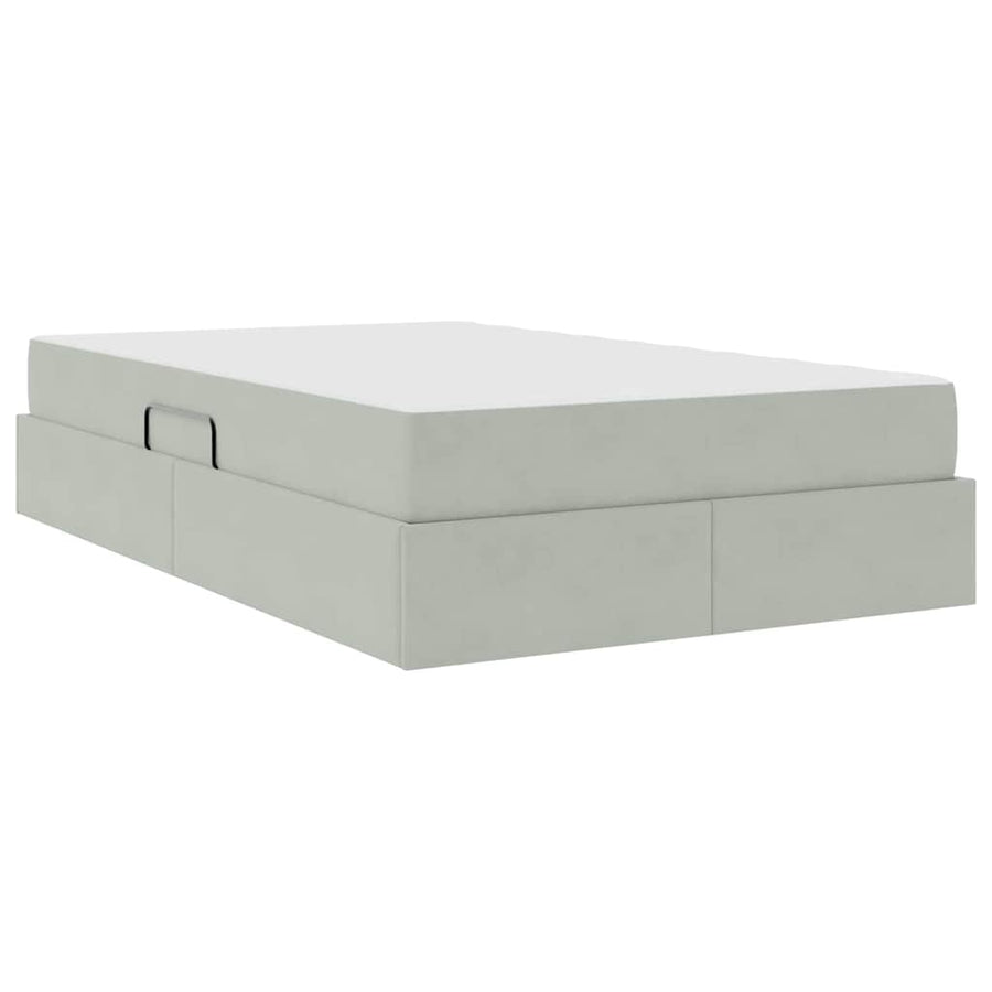Opbergbed met matras met matras Lichtgrijs 120 x 200 cm Fluweel