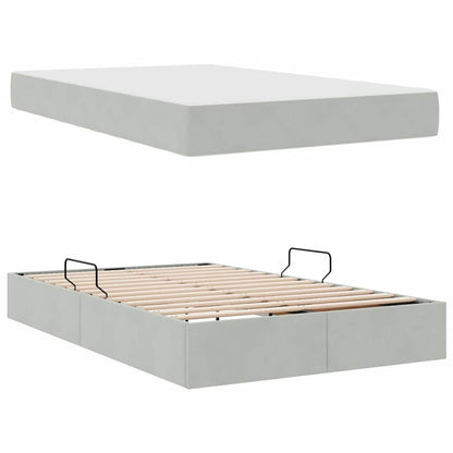 Opbergbed met matras met matras Lichtgrijs 120 x 200 cm Fluweel