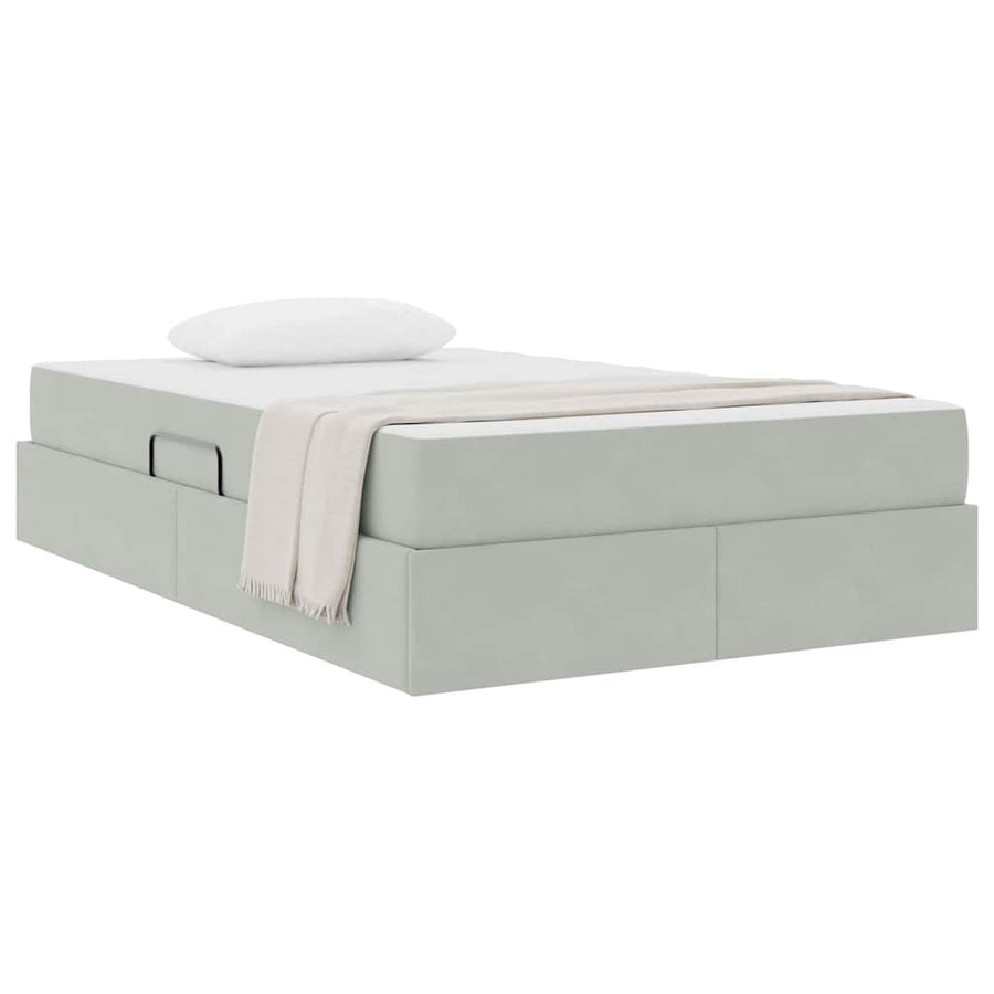 Opbergbed met matras met matras Lichtgrijs 120 x 200 cm Fluweel