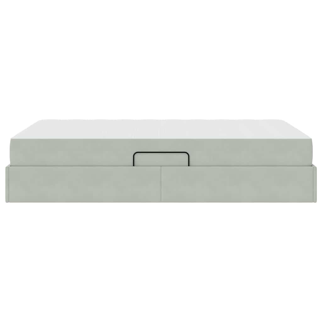 Opbergbed met matras met matras Lichtgrijs 120 x 200 cm Fluweel