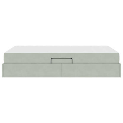 Opbergbed met matras met matras Lichtgrijs 120 x 200 cm Fluweel
