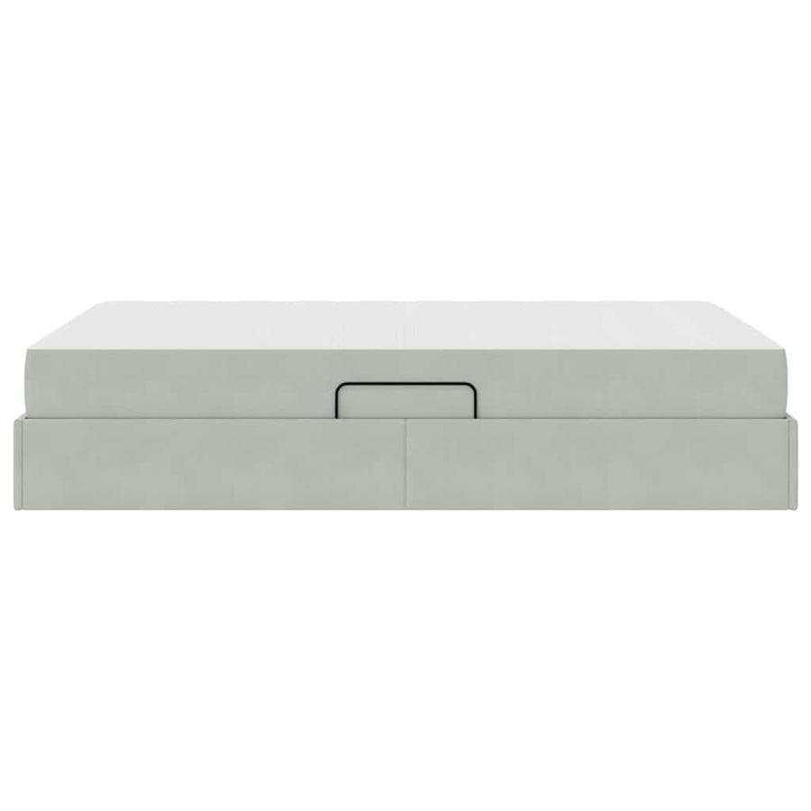 Opbergbed met matras met matras Lichtgrijs 120 x 200 cm Fluweel